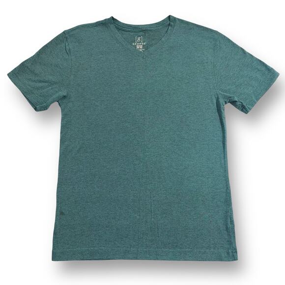 George Mens T Shirt Top Short Sleeve V Neck Pullover Teal Blue Green XS - Picture 1 of 7